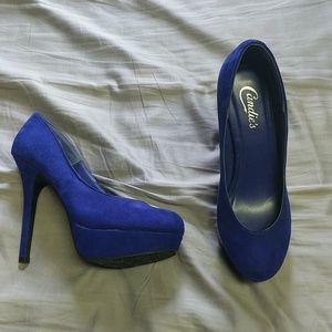 Blue platform heels